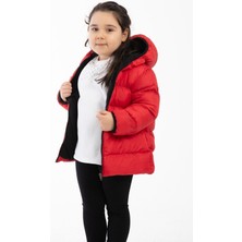 Spor Kız Çocuk Polarlı Kapüşonlu Su Geçirmez Rüzgara Dayanıklı Şişme Kışlık Mont & Kaban