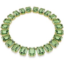 5714396 Millenia Tennis Necklace, Oversized Crystals, Octagon Cut, Green, Gold-Tone Plated