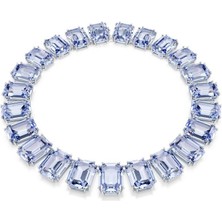 5714397 Millenia Tennis Necklace, Oversized Crystals, Octagon Cut, Blue, Rhodium Plated