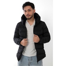 Spor Erkek Kapüşonlu Polarlı Kürklü Su Geçirmez Rüzgara Dayanıklı Şişme Mont Kaban Parka
