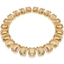5720911 Millenia Tennis Necklace, Oversized Crystals, Octagon Cut, Caramel, Gold-Tone Plated