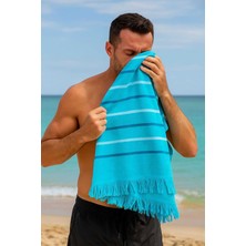 Peştemal Plaj Havlusu %100 Pamuklu 70X150 cm  Turkuaz Waves