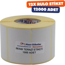 Termal Etiket 58MM x 40MM Ruloda 1000 Adet 12 Rulo Toplamda 12000 Adet 40MM Kuka Çapında Direk Termal Transfer Etiketi