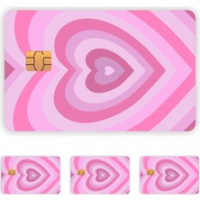 Aksesuar 4 Adet Pembe Kalpli Kart Kaplama Sticker Kart Etiketi