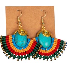 Waves And Pebbles Turkuazlı Makrome C Küpe