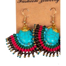 Waves And Pebbles Turkuazlı Makrome B Küpe