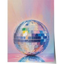 Çerçevesiz Poster, Yansımalı Disko Topu – Mavi-Pembe Işıklar, Genç Odası Dekoru Poster No: 110019