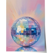 Çerçevesiz Poster, Disko Topu – Parlak Pastel Yansıma, Genç Odası Dekoru Poster No: 110017