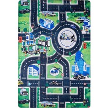 Bespoky 80x150 cm Çok Renkli Harita Çocuk Yol ve şehir temalı oyun alanı Yıkanabilir Halı | Yatak Odası Mutfak Halısı | Leke Tutmayan, Kaymaz | HALN-HLNC013
