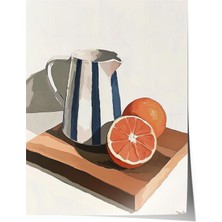 Çerçevesiz Poster, Greyfurt ve Sürahi Natürmort, Mutfak Dekoru Poster No: 111054