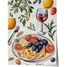 Çerçevesiz Poster, Meyve Tabağı ve Portakal Suyu, Mutfak Dekoru Poster No: 110177