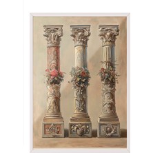 Beyaz Çerçeveli Tablo, Antik Taş Sütunlar, Bina Dekoru Poster No: 110196