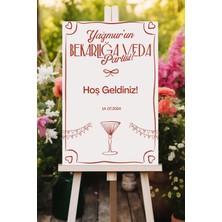 Kokteyl Kişiye Özel Bekarlığa Veda Partisi Karşılama Panosu, Bachelorette Isimli Tarihli Tuval Tablo
