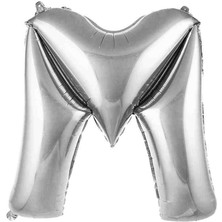 M Harfi 36 cm Gümüş Folyo Balon
