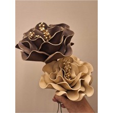 Lateks El Yapımı Ikili Vazo ve Bohça Yapay Çiçek Gold ve Kahverengi