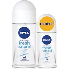 (Mini Koku Hediye ) Nivea Fresh Natural Kadın Deodorant Roll-On 50 ml + Mini Deodorant Roll-On 25 ml  (  1  Adet  )