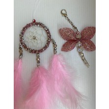 Pembe Tüylü Taşlı Araç Süsü Bebek Odası Süsü Hediyelik 06