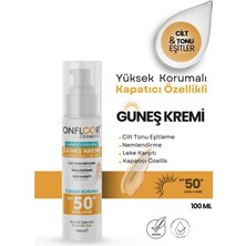 Onfloor Cosmetic 100 ml Güneş Kremi Tinted Kapatıcı Özellikli Spf 50 Tüm Ciltler Için Skt: 06-2026