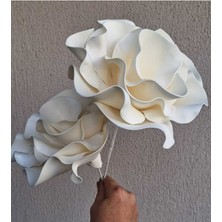 Lateks El Yapımı Inci Beyazı Vazo ve Bohça Çiçeği Ikili Yapay Çiçek