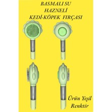 Basmalı Telli Su Sprey Hazneli Evcil Köpek Kedi Fırçası Ikisi Bir Arada-Yeşil