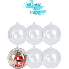 Şeffaf Mika 8 cm 6 Adet Küre Şeffaf Küre Hediyelik Akrilik Küre Yılbaşı Süsü Top