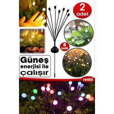 8 Led'li Güneş Enerjili Bahçe Aydınlatması Lamba Solar Renkli Işık Ateş Böceği  Süs Çiçeği