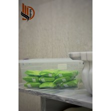 Plastik Kilitli Kapaklı Yatay Saklama ve Erzak Kutusu 20 Litre Plastik Kilitli Kapaklı