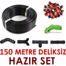 50 Metre Deliksiz Düz Damla Sulama Sistemi ve Ek Parçaları Damlama Borusu Hortumu