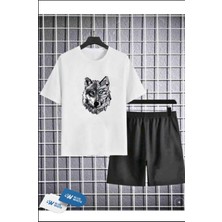 Erkek/kız Çocuk  ''kurt'' Baskılı Tişört-Şort Takımı