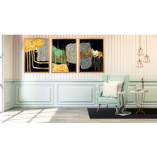 3 Parça Çerçeveli Soyut Ahşap Tablo Seti, Ev Dekoru, Çerçeveli Tablo, Soyut Tablo