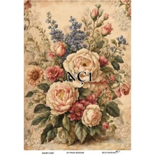 Nç1 Çiçek Desenli 30*42 cm Pirinç Dekopaj