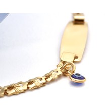 14 Ayar Altın Kaplama Bebek ve Çocuk Göz Boncuklu ve Nazarlı Isim Gümüş  Künye - BPC00105