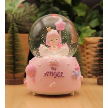 Keyfim Shop My Angel Temalı Orta Boy Işıklı Müzikli Kar Küresi Renkli Işıklarla Dekoratif Hediye Seçeneği