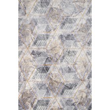 Hali.Net 120x120 cm Gri Beyaz Üçgenler Modern Geometrik Yıkanabilir Halı | Salon Yatak Odası Halısı | Leke Tutmaz Hipoalerjenik | CREA_KRİSTAL-18168