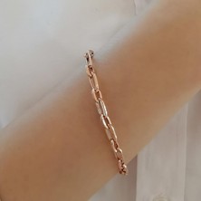 Boru Zincir Gümüş Bileklik Rose