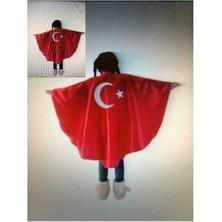 Türk Bayrak Pelerin Kostüm-Kırmızı Ay Yıldızlı Bayrak Pelerin