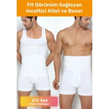 Özel Üretim Fit Görünüm Sağlayan Rahat Atlet ve Boxer Inceltici Erkek Korse 2'li Set
