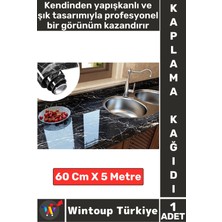 Kolay Temizlenir Isıya Dayanıklı Nem Kir Yağ Su Geçirmez Çok Şık Mermer Desenli Kaplama Kağıdı 5 Mtr