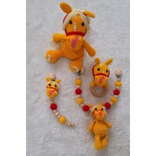 Renkli At Seti Yeni Doğan Takımı Amigurumi Organik Oyuncak