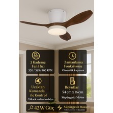 Modern Dekoratif LED Işıklı Tavan Vantilatörü | Süper Sessiz Motor | Uzaktan Kumandalı 3 Kademe Hız