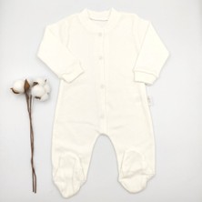 Bebek Star Uzun Kollu Fitilli Patikli Krem Bebek Tulumu %100 Cotton