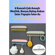 2 Adet Çok Amaçlı 8 Kancalı Yapışkanlı Askı Mutfak, Banyo, Dolap Askısı Ister Yapıştır Ister As