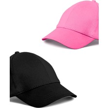 Unisex Siyah ve Pembe Rengi  2'li  Beyzbol  Şapka Seti