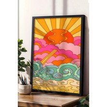 Gün Batımı Renkli Bulutlar Çerçeveli Tablo - Pop Art Poster Tablo