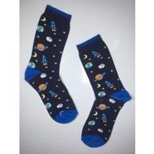 2 Çift Uzay Özel Temalı Parfümlü Soket Kadın Çorap Uzay2