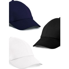  Unisex 3'lü Set Lacivert,beyaz ve Siyah Renk Beyzbol Şapka