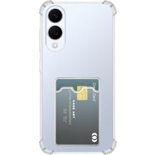 Caseart Samsung S25 Edge Kapak ile Uyumlu Kamera Korumalı Kartlıklı Darbe Emici Özellikli Şeffaf Silikon Kılıf