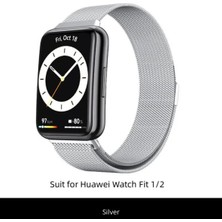 Huawei Watch Fit 2 Uyumlu Gümüş Metal Kordon