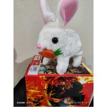 Luxury Elektronik Pilli Sesli Zıplayan Hareketli Havuçlu Peluş Tavşan 18X17 cm Kaliteli Ürün 1 Adet