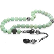 1000 Ayar Gümüş Kazaz Püsküllü Küre Kesim Amazonit Doğaltaş Tesbih